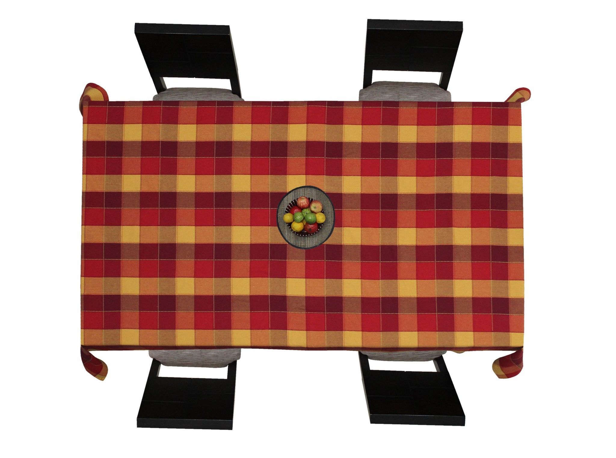 AIRWILL Cotton Jacquard Dobby Checks with Multicolor Combos of 4/6 Seater Tablecloth, Sized 140cm Width and 140cm Length