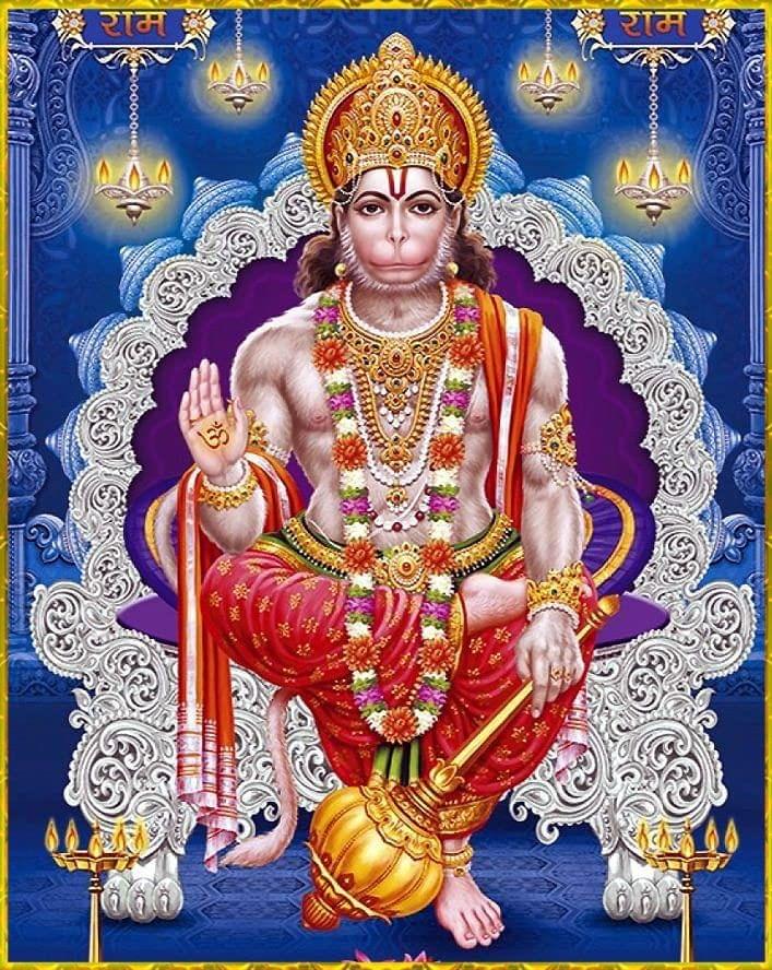 APM Hanuman JI Wall Sticker Fully Waterproof Vinyl Sticker self Adhesive for Living Room, Bedroom, Office, Kids Room 12X18 inches (H20)