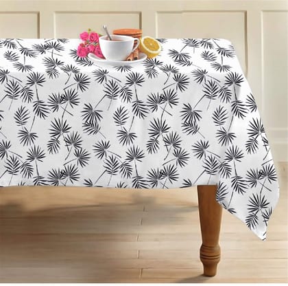 AIRWILL 100% Cotton Floral Pattern 4 Seater Square Table Cover Sized, 56x56 inches (Black,White, Pack of 1)