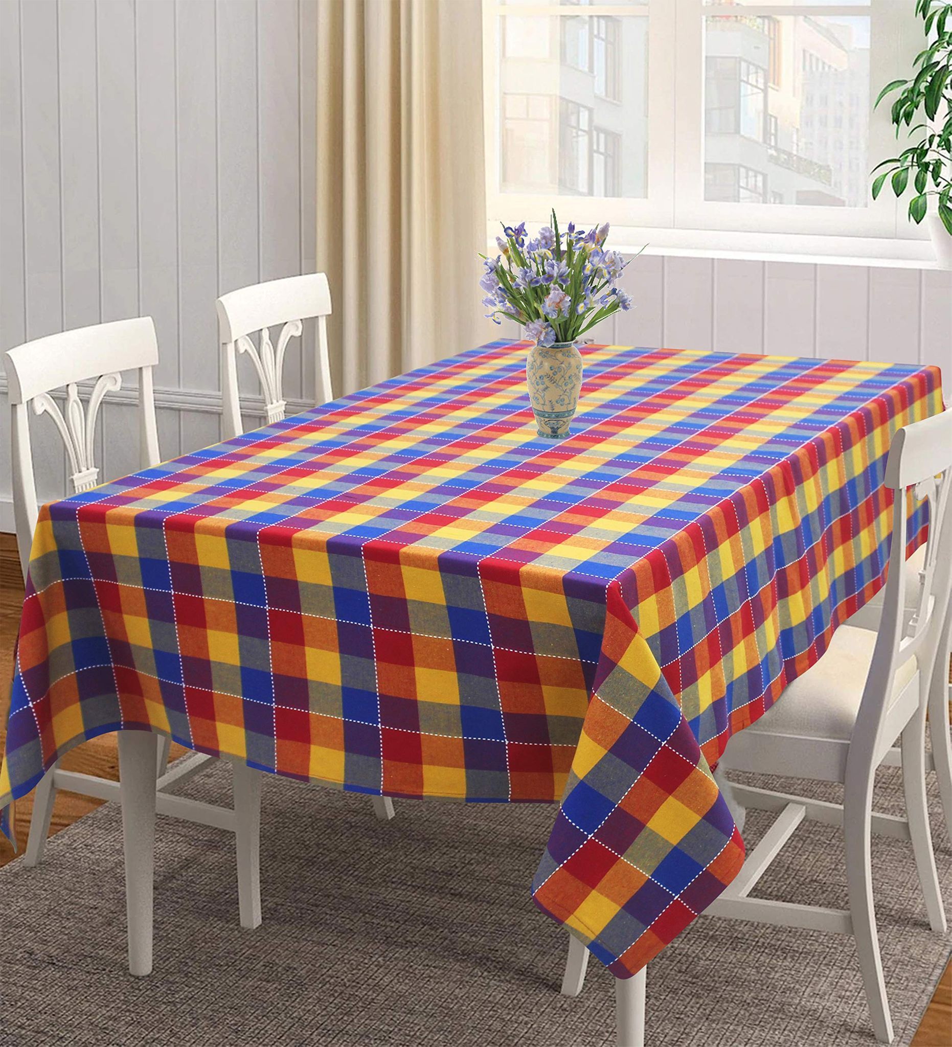 AIRWILL, 100% Cotton Self Designed 4 Seater Table Cloth, Pack of 1 pc.