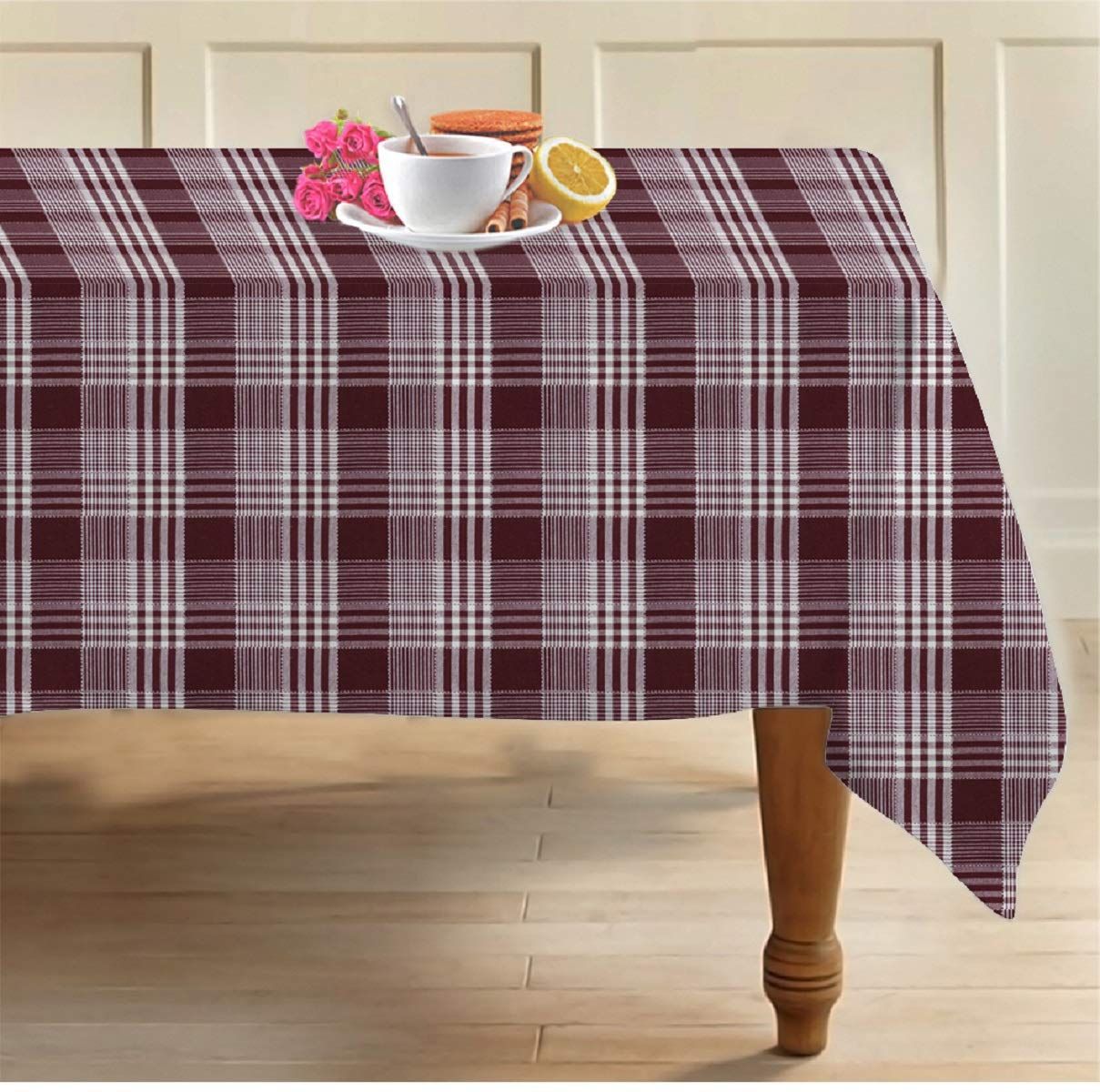 AIRWILL, 100% Cotton Self Designed 4 Seater Table Cloth, Pack of 1 pc.