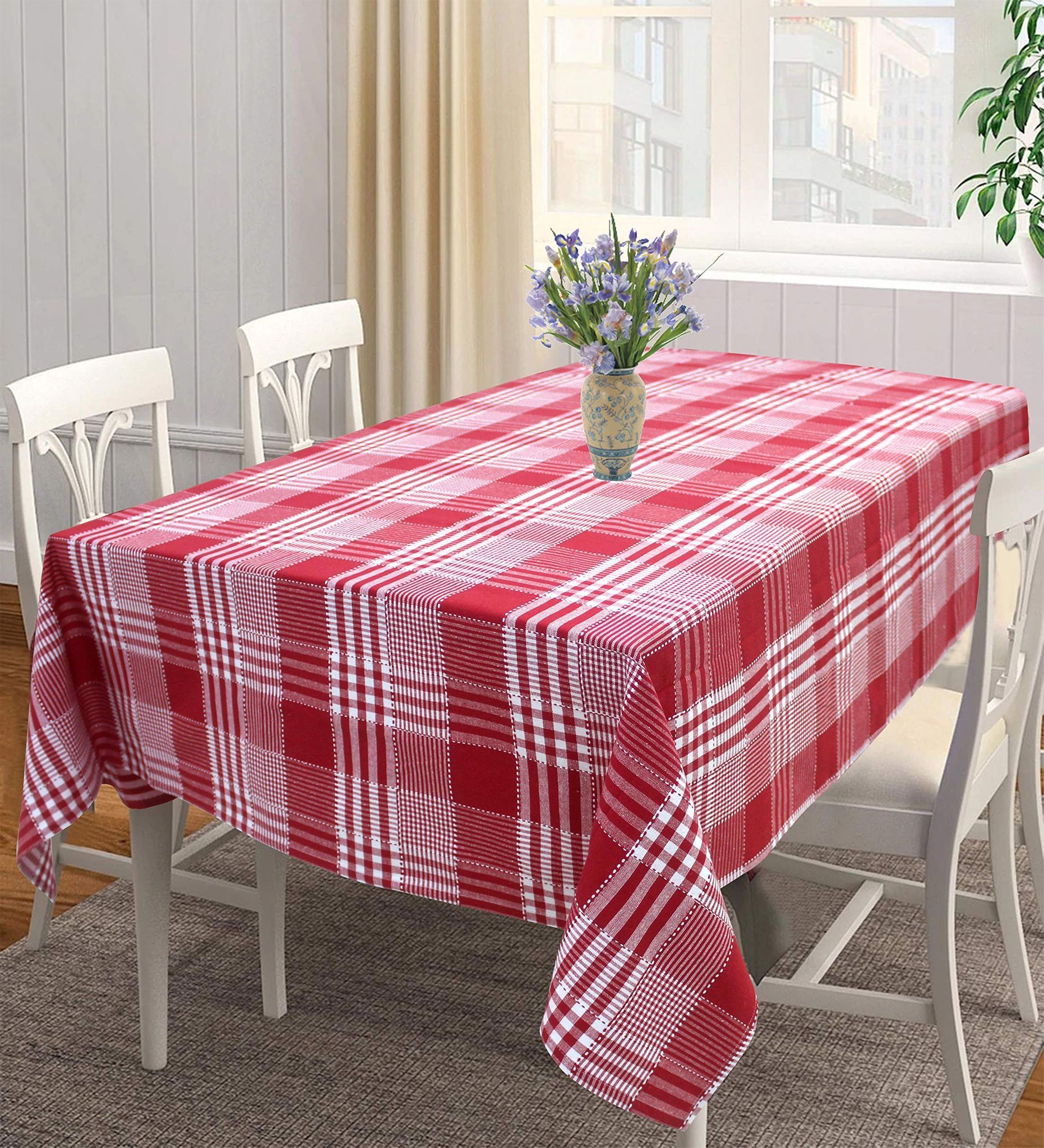 AIRWILL, 100% Cotton Self Designed 4 Seater Table Cloth, Pack of 1 pc.