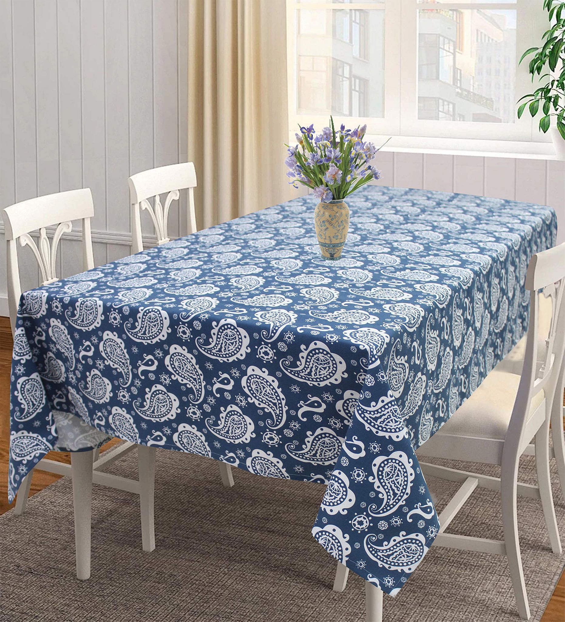 AIRWILL, 100% Cotton Self Designed 4 Seater Table Cloth, Pack of 1 pc.
