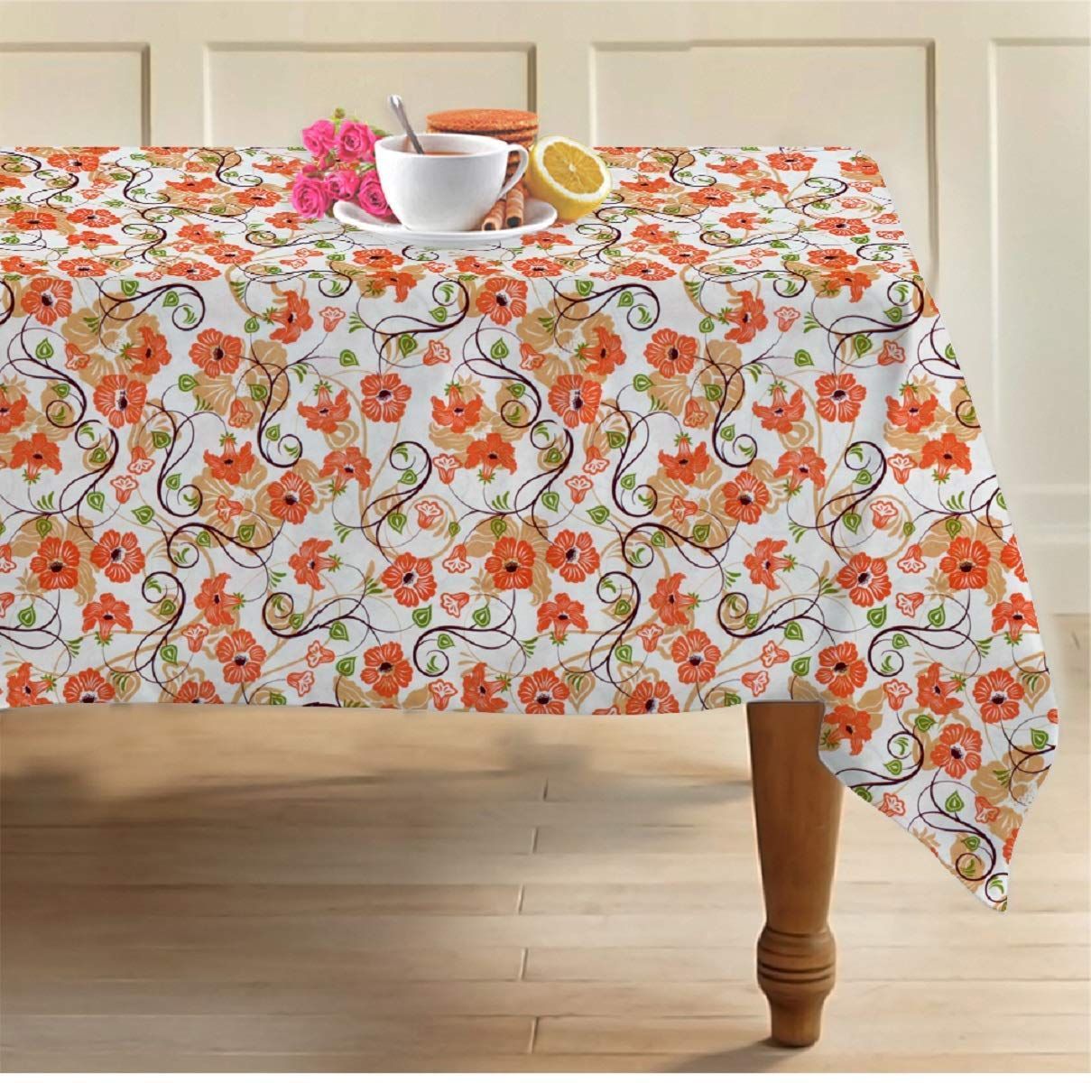 AIRWILL, 100% Cotton Self Designed 4 Seater Table Cloth, Pack of 1 pc.
