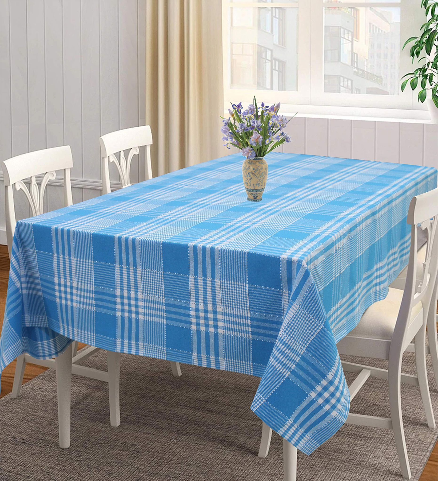 AIRWILL, 100% Cotton Self Designed 4 Seater Table Cloth, Pack of 1 pc.