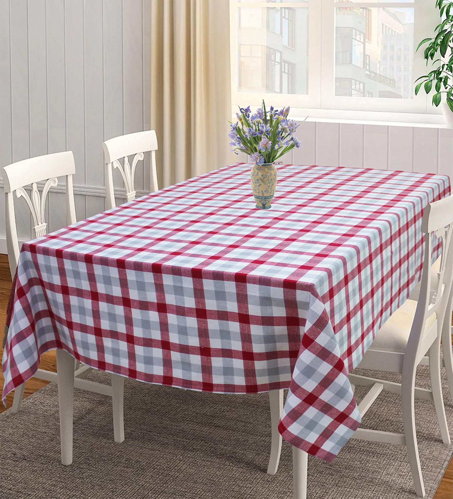 AIRWILL, 100% Cotton Self Designed 4 Seater Table Cloth, Pack of 1 pc.