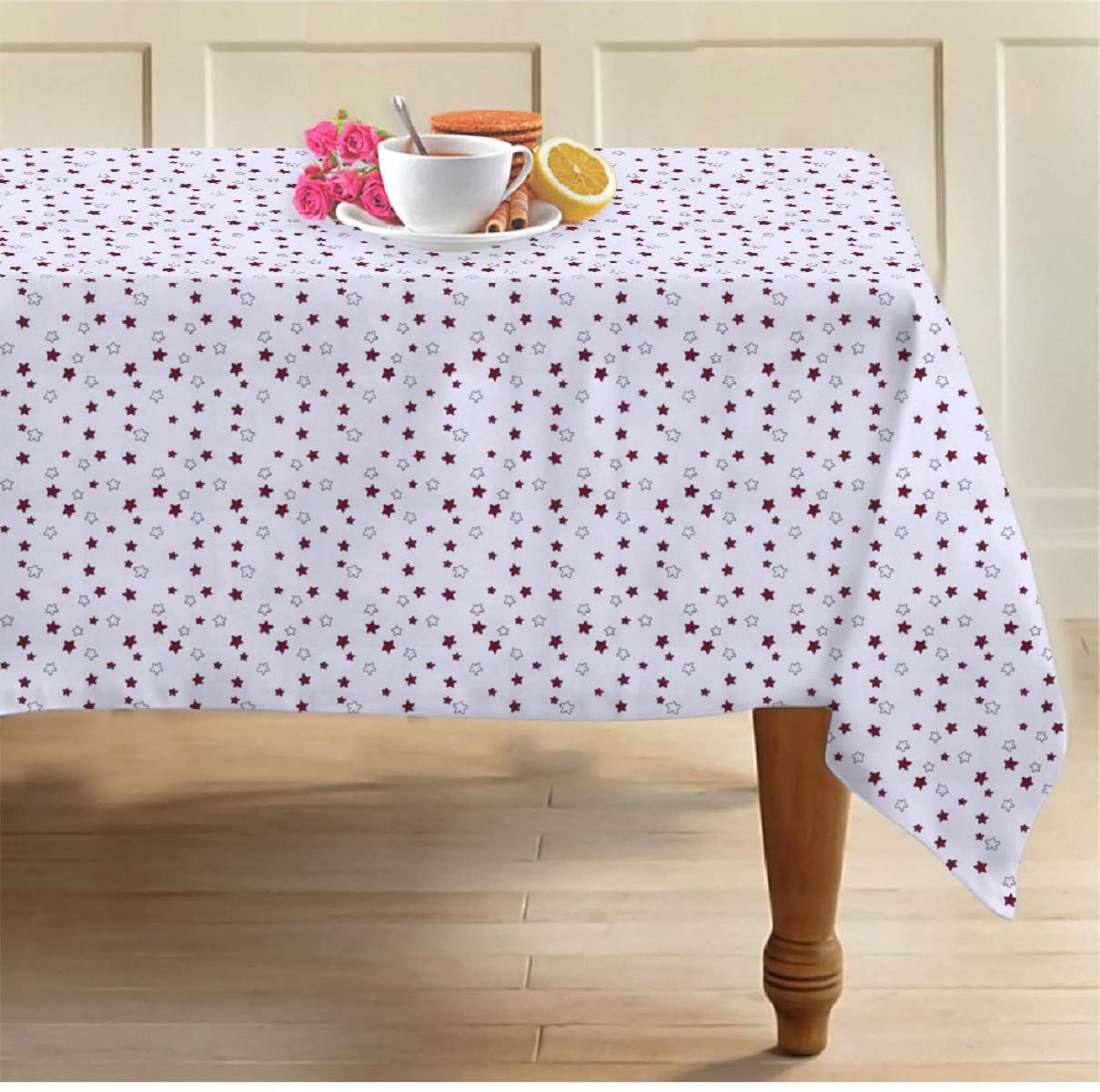 AIRWILL, 100% Cotton Self Designed 4 Seater Table Cloth, Pack of 1 pc.