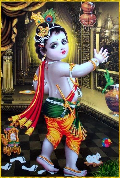 APM GOD Krishna Wall Sticker Laminated House/Office 12X18 Inches (WS6)