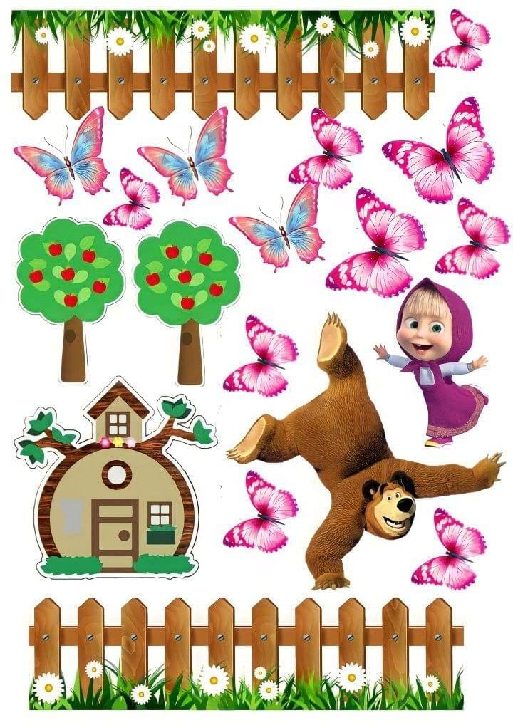 APM Masha & The Bear Wall Sticker Fully Waterproof Vinyl Sticker self Adhesive for Living Room, Bedroom, Office, Kids Room 12X18 inches (MBP3)