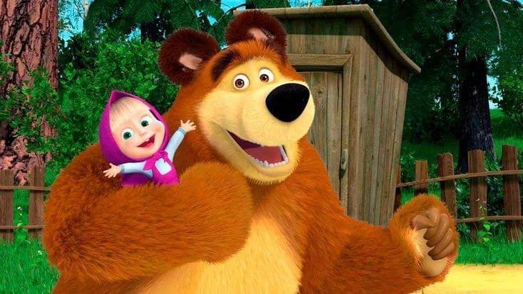 APM Masha & The Bear Laminated Wall Sticker for Kids 12X18 INCHES (M9)
