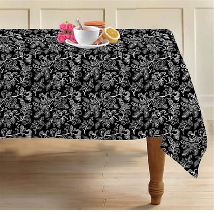 AIRWILL 100% Cotton Floral Pattern 2 Seater Square Table Cover Sized, 36x36 inches (Black,White, Pack of 1)