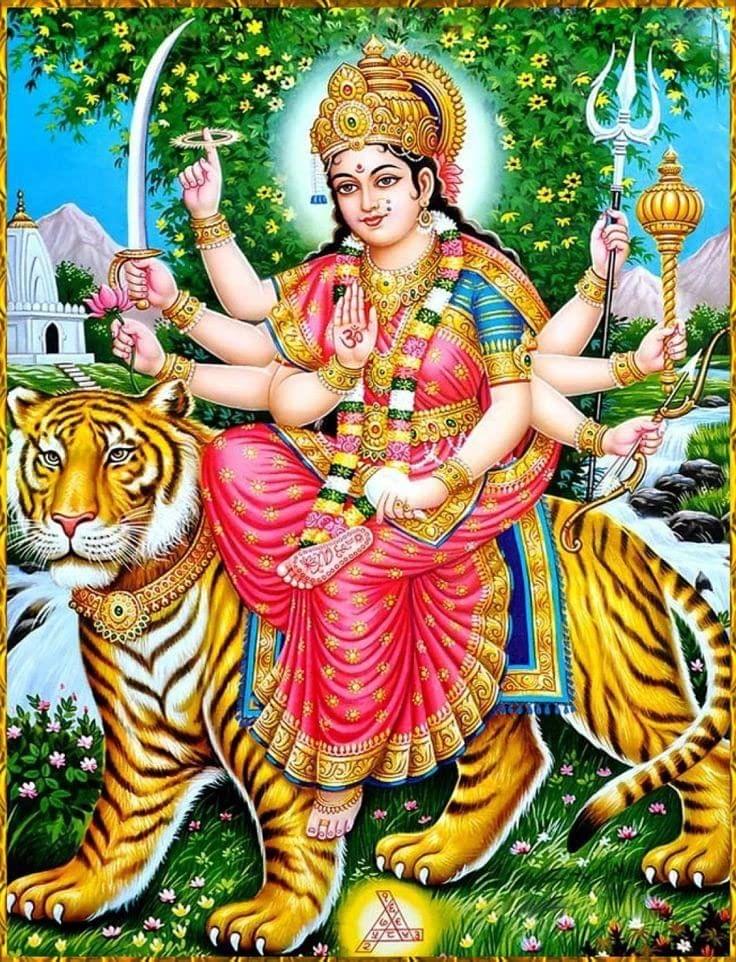 APM MAA Durga Wall Vinyl Sticker Fully Waterproof Size 12X18 inches (DW3)