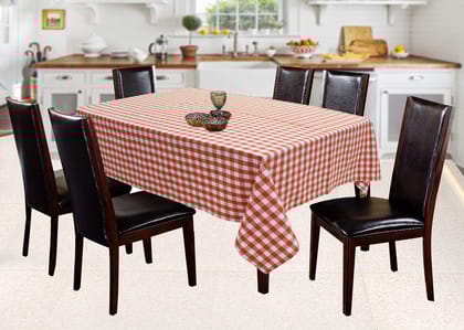AIRWILL 100% Cotton Checkered Pattern 6 Seater Rectangle Table Cover Sized, 56x71 inches (Orange, Pack of 1)