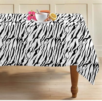 AIRWILL 100% Cotton Printed Pattern 6 Seater Rectangle Table Cover Sized, 56x71 inches (Black,White, Pack of 1)