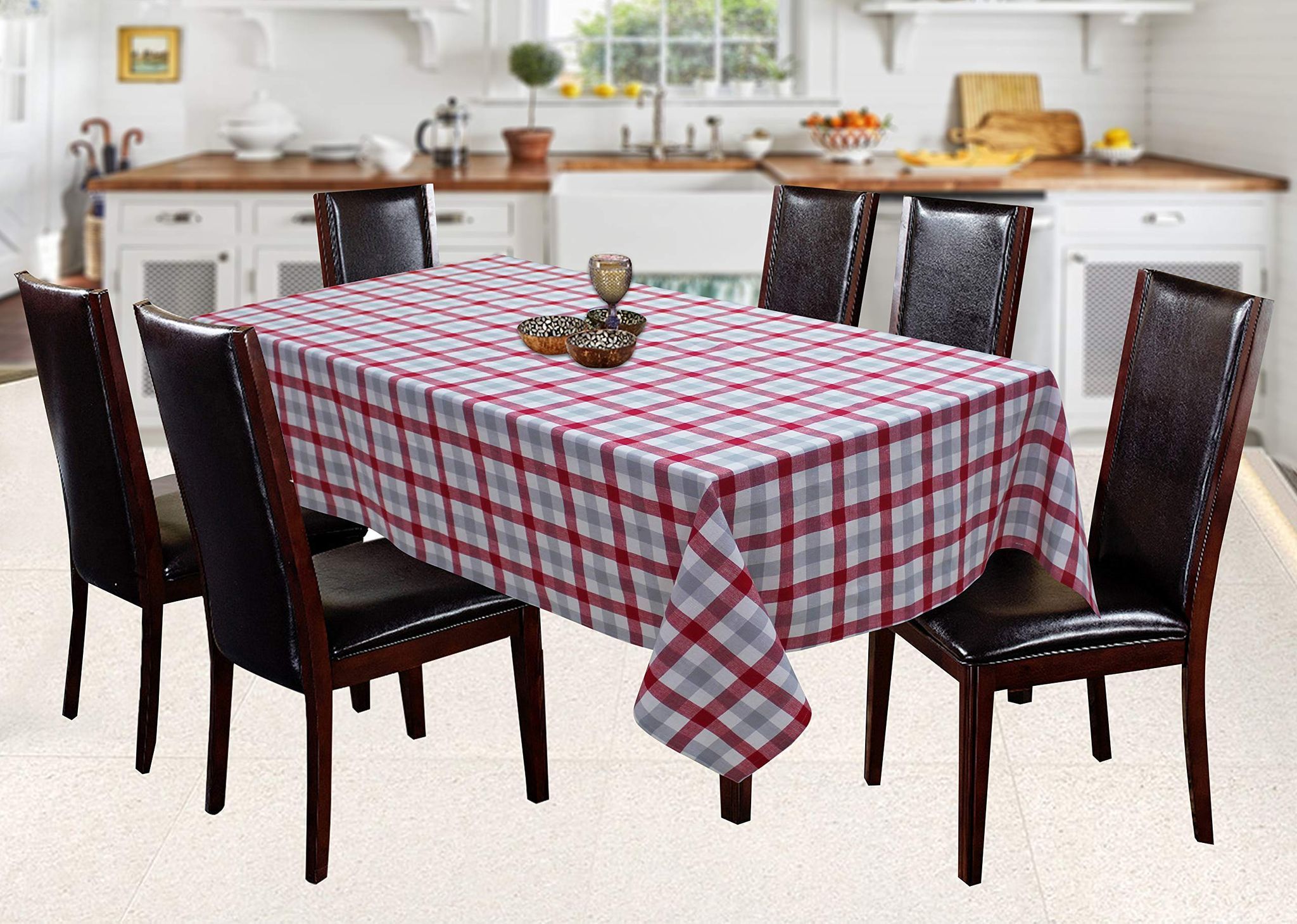 AIRWILL, 100% Cotton Self Designed 6 Seater Table Cloth, Pack of 1 pc.
