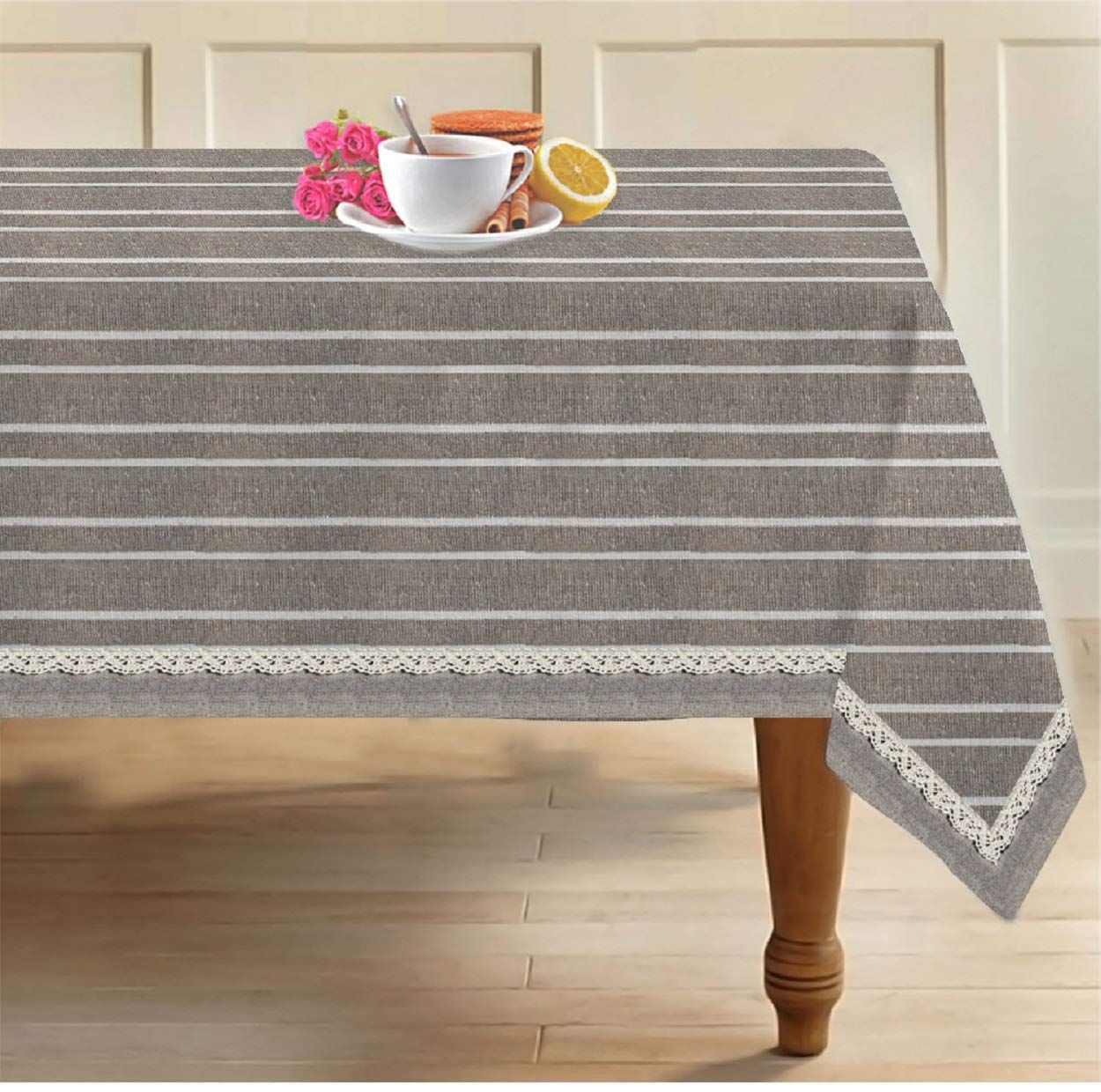 AIRWILL, 100% Cotton Designer Tablecloth/Teapoy Cloth, Sized by 140cm in Width and 180cm in Length. Use as 6/8 Seaters, Rectangles Shaped. Pack of 1 Piece