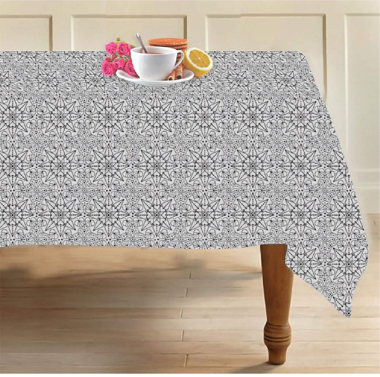 AIRWILL, 100% Cotton Designer Tablecloth/Teapoy Cloth, Sized by 140cm in Width and 180cm in Length. Use as 6/8 Seaters, Rectangles Shaped. Pack of 1 Piece