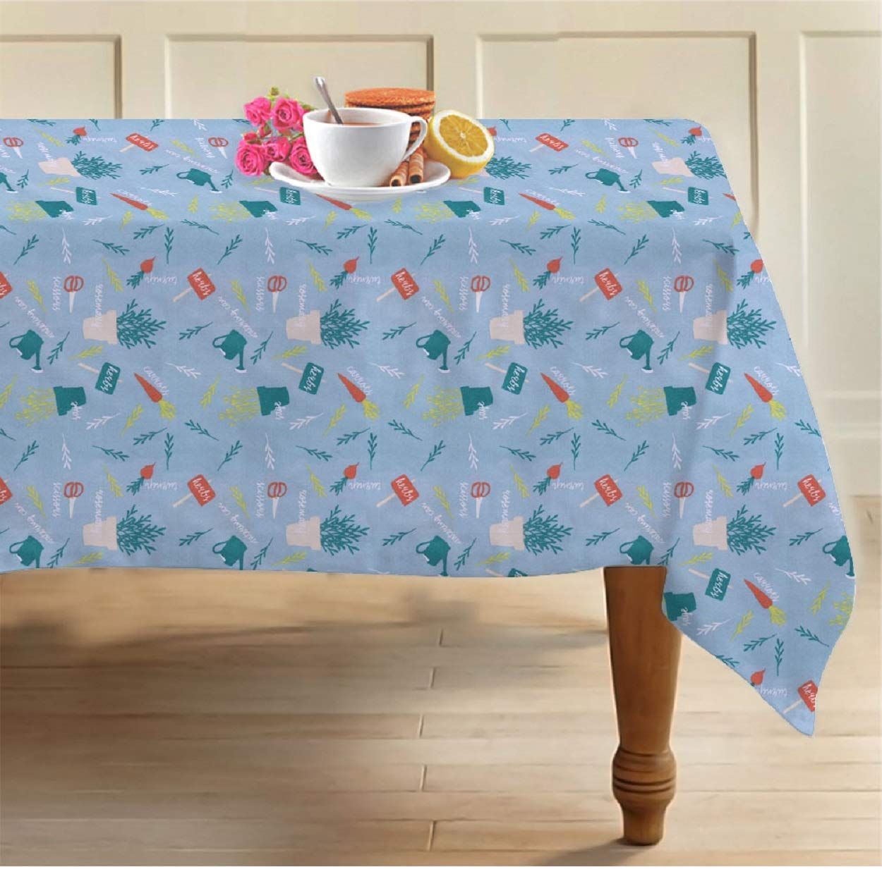 AIRWILL, 100% Cotton Designer Tablecloth/Teapoy Cloth, Sized by 140cm in Width and 180cm in Length. Use as 6/8 Seaters, Rectangles Shaped. Pack of 1 Piece