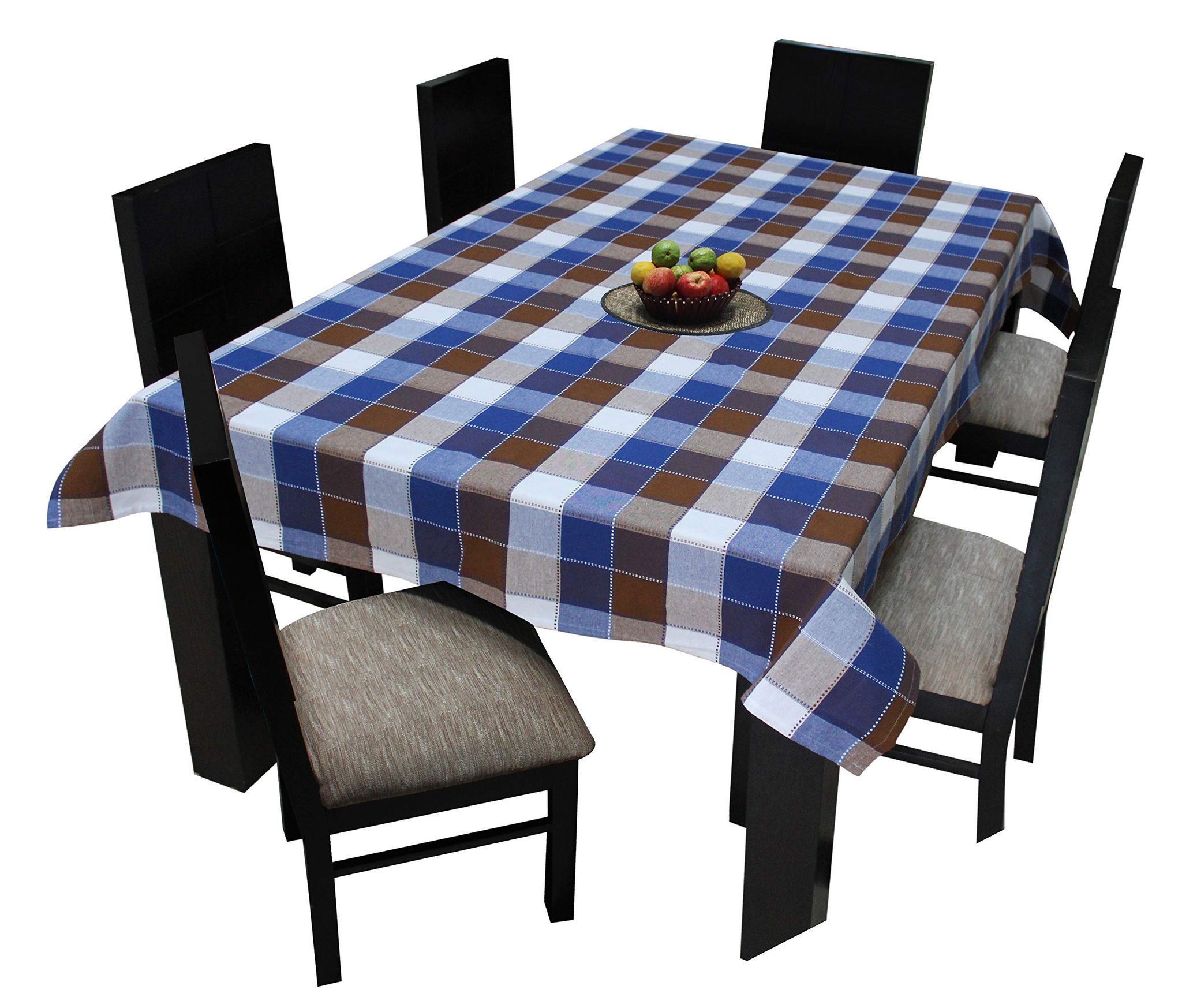 AIRWILL Branded, 100% Cotton Yarn-Dyed Multicolor Checks with 6/8 Seater Tablecloth, Sized 140cm Width and 180cm Length, Pack of 1 Piece