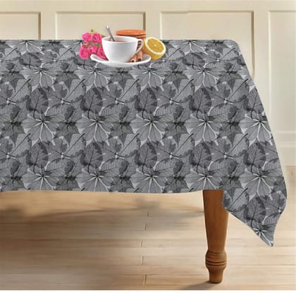 AIRWILL 100% Cotton Floral Pattern 8 Seater Rectangle Table Cover Sized, 56x95 inches (Black,White, Pack of 1)