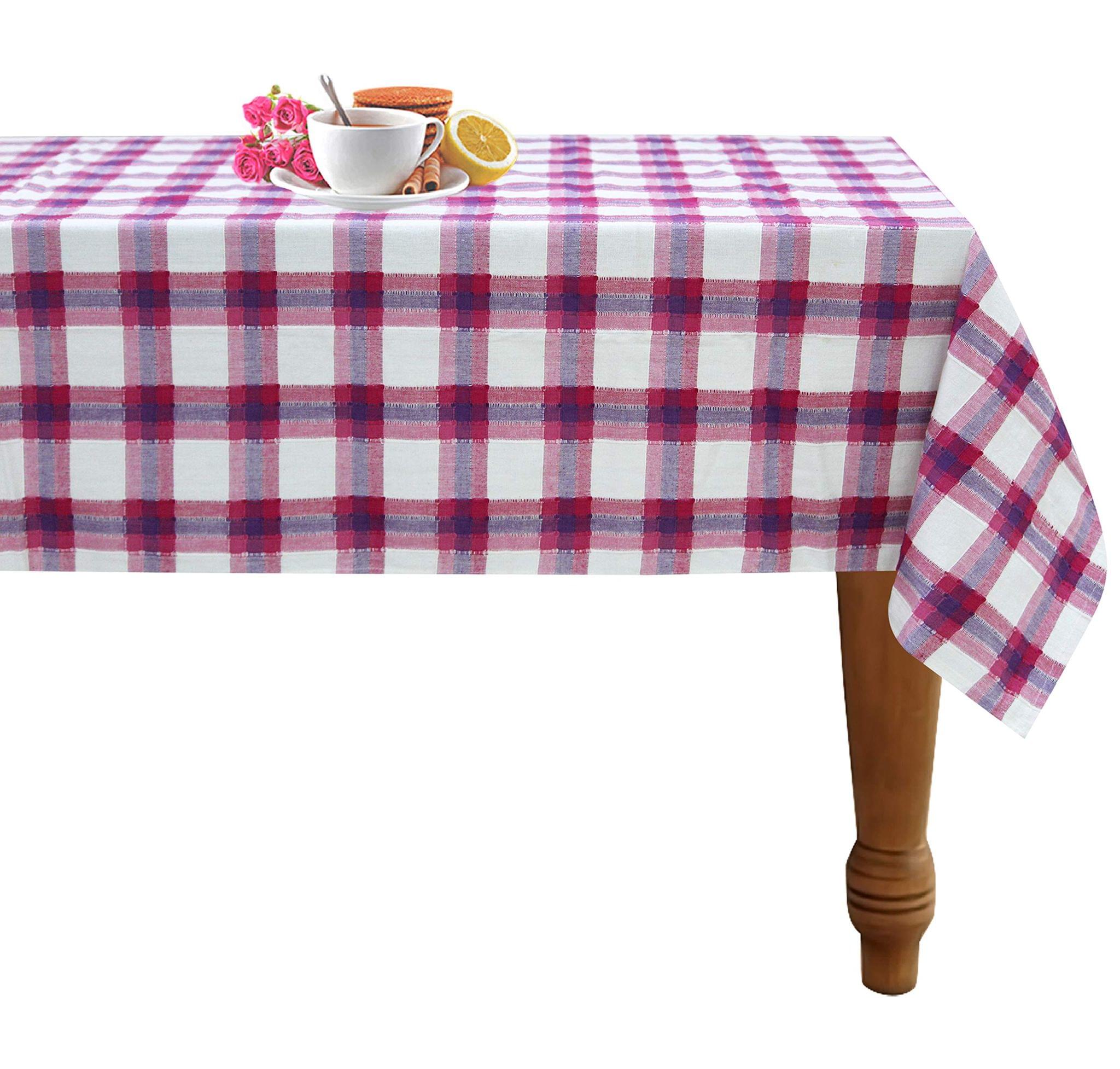 AIRWILL 100% Cotton Checkered Pattern 8 Seater Rectangle Table Cover Sized, 56x95 inches (Multicolor, Pack of 1)