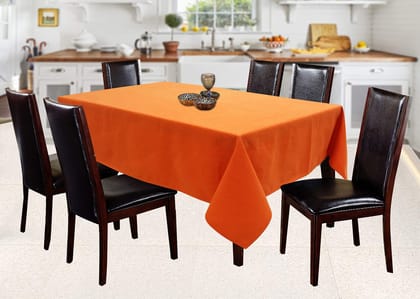 AIRWILL 100% Cotton Solid Pattern 6 Seater Rectangle Table Cover Sized, 56x71 inches (Orange, Pack of 1)