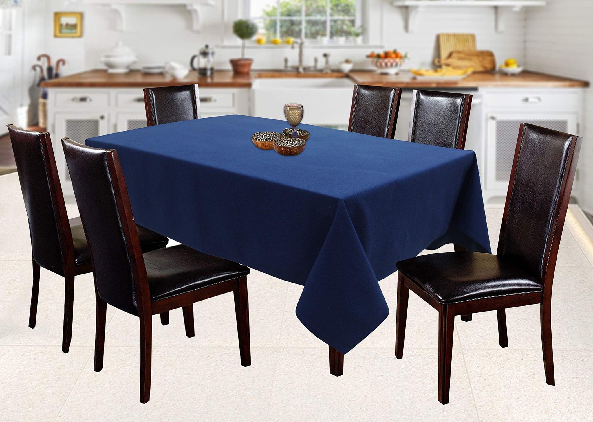 AIRWILL 100% Cotton Solid Pattern 6 Seater Rectangle Table Cover Sized, 56x71 inches (Blue, Pack of 1)