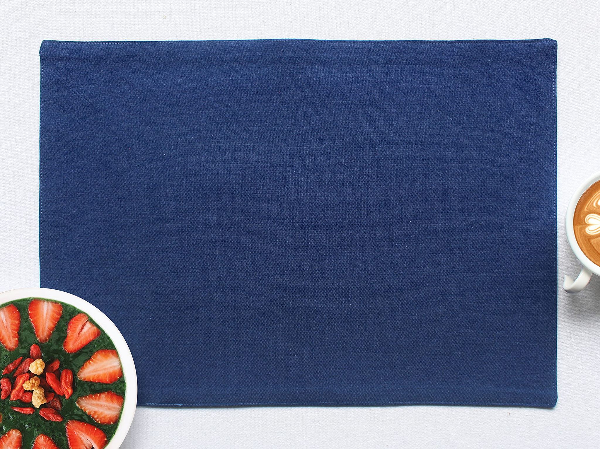Airwill, Cotton Plain Pattern Dining Table Placemats, 33x48cms (Blue) - Pack of 4 pcs