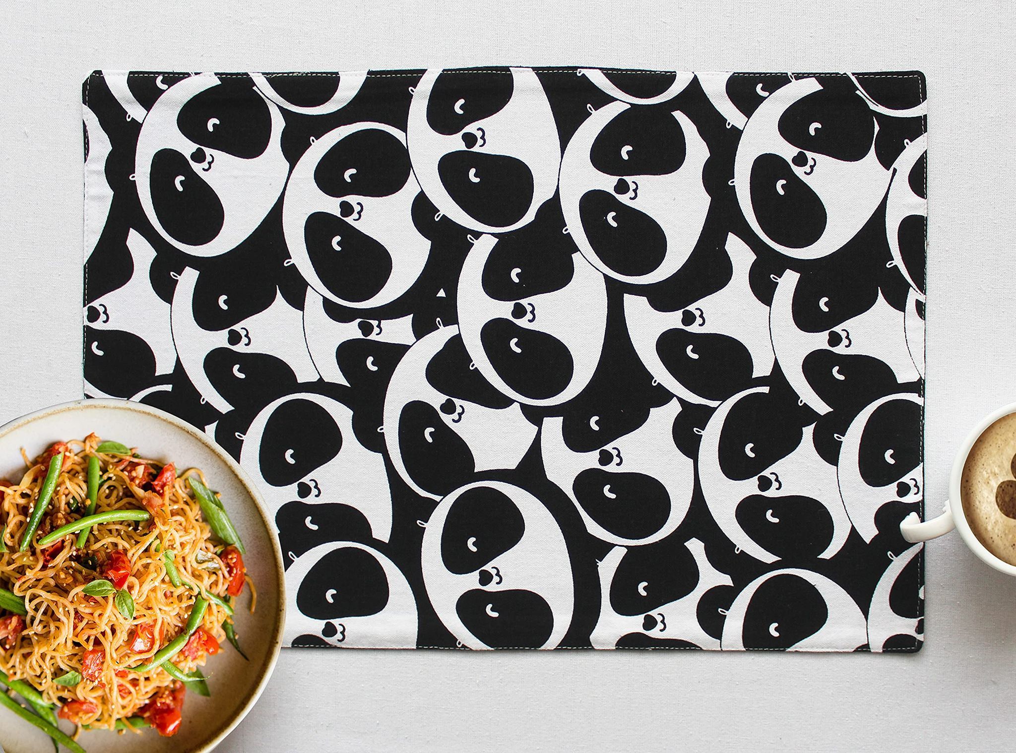 Airwill, Cotton Cartoon Pattern Dining Table Placemats, 33x48cms (Black) - Pack of 4 pcs