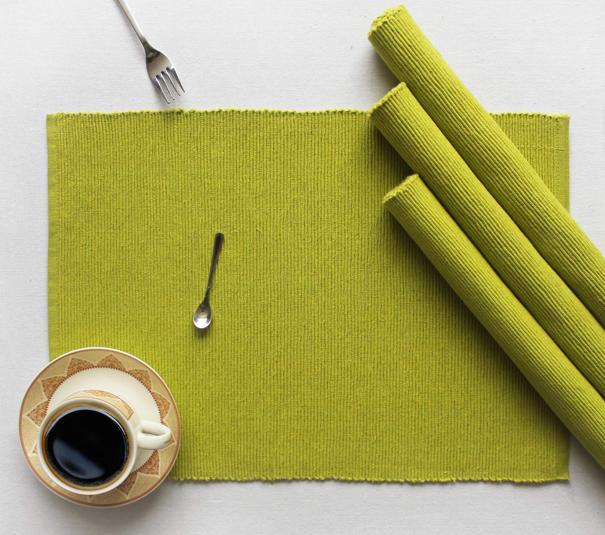 Airwill ? Cotton Dining Table Placemats (Light Green, Pack of 4)