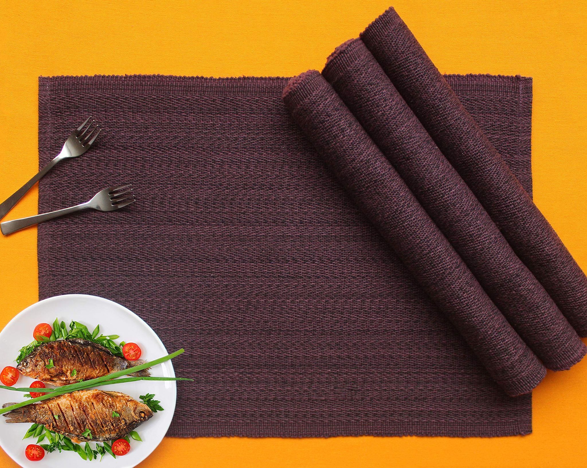 Airwill ? Cotton Dining Table Placemats ( Purple , Pack of 4)
