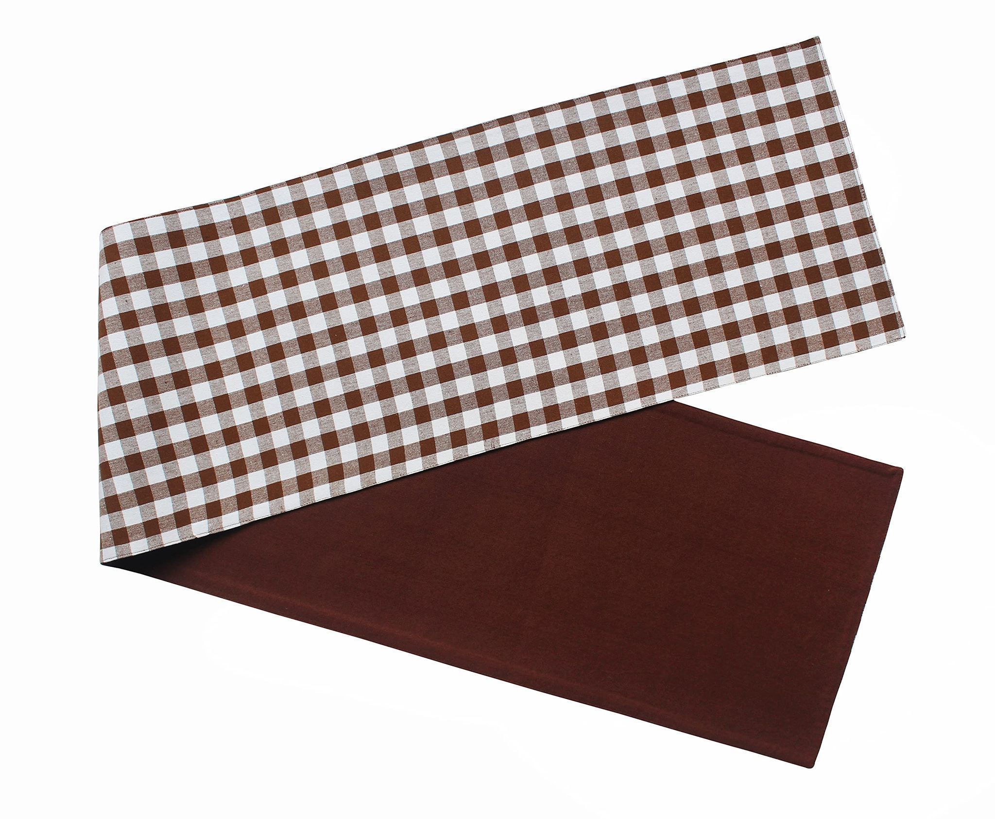 Airwill, Cotton Checkered Pattern Table Runner 30x152cm (Brown) - Pack of 1