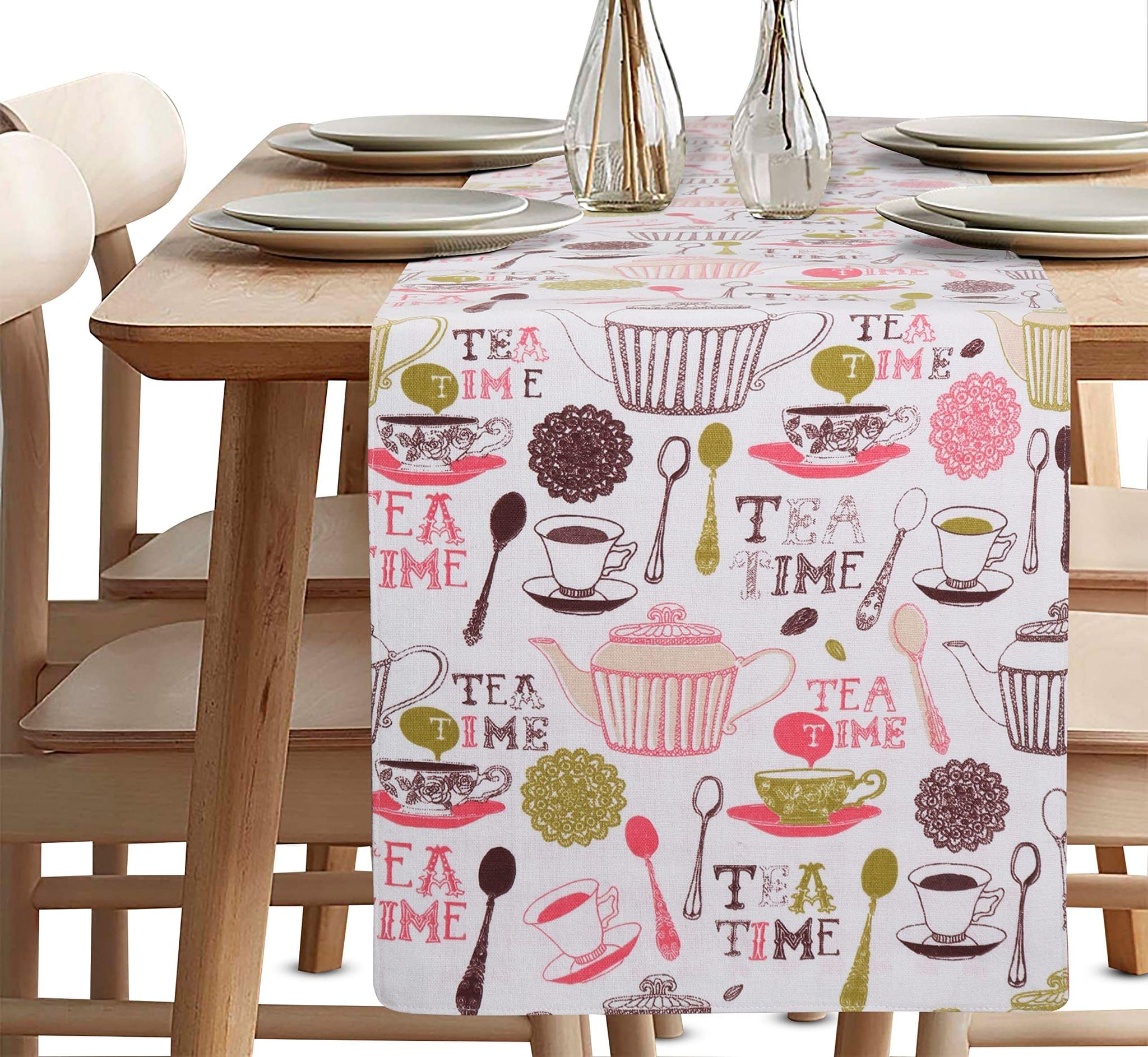 Airwill Cotton Designer Pattern Table Runner Length 152cm (Pink, Pack of 1)