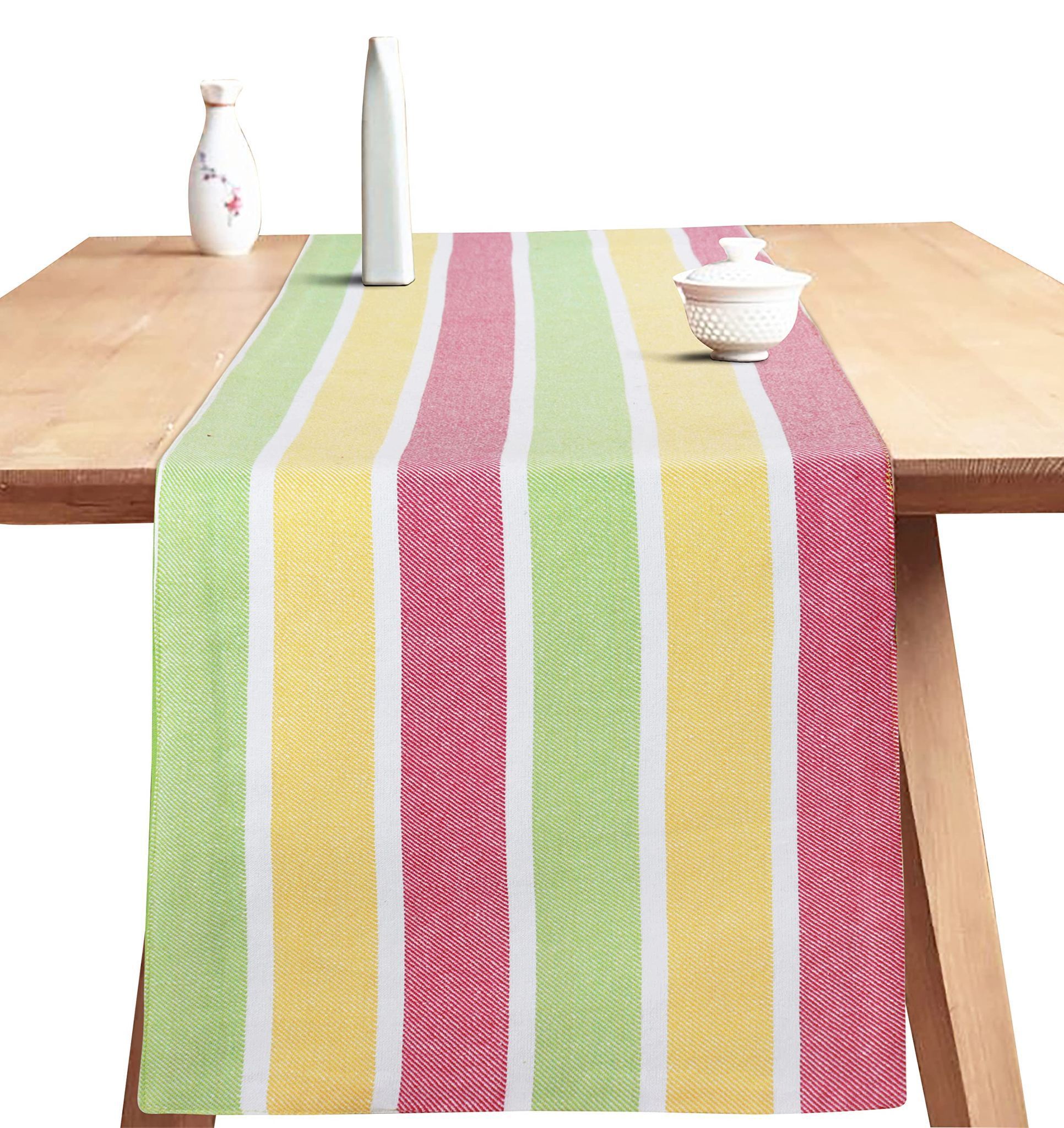 Airwill Cotton Stripes Pattern Table Runner Length 152cm (Multicolor, Pack of 1)