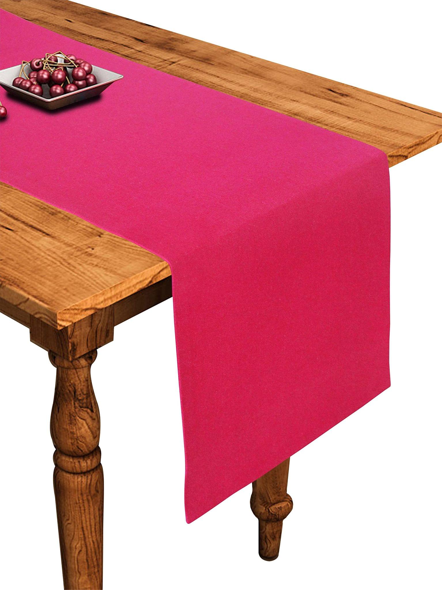 Airwill Cotton Plain Pink Designed Solid Pattern Table Runner Length 152cm (Pink, Pack of 1)
