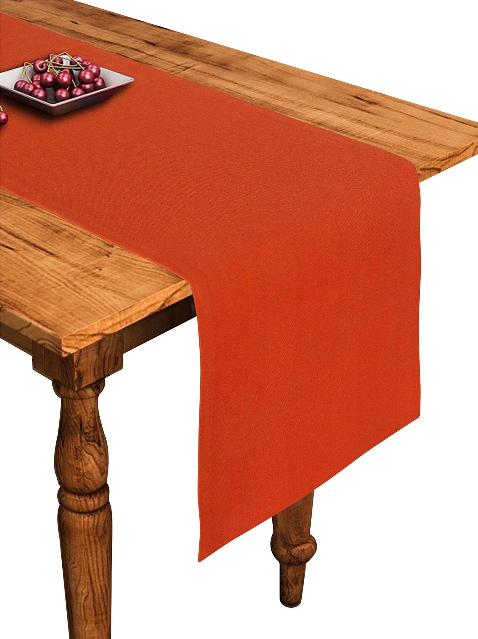 Airwill Cotton Plain Orange Designed Solid Pattern Table Runner Length 152cm (Orange, Pack of 1)