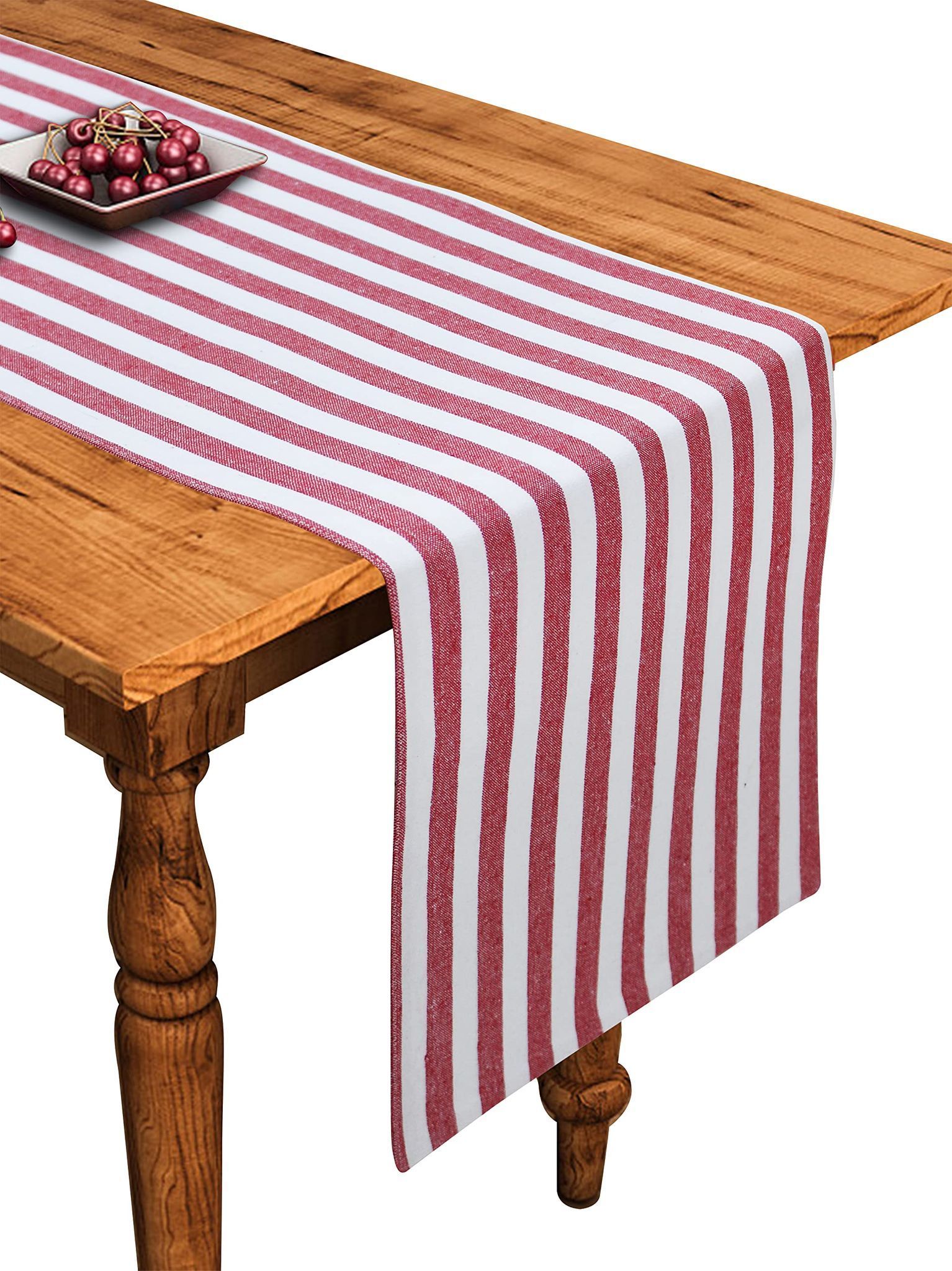 Airwill Cotton Candy Stripe Red Designed Stripes Pattern Table Runner Length 152cm (Red, Pack of 1)