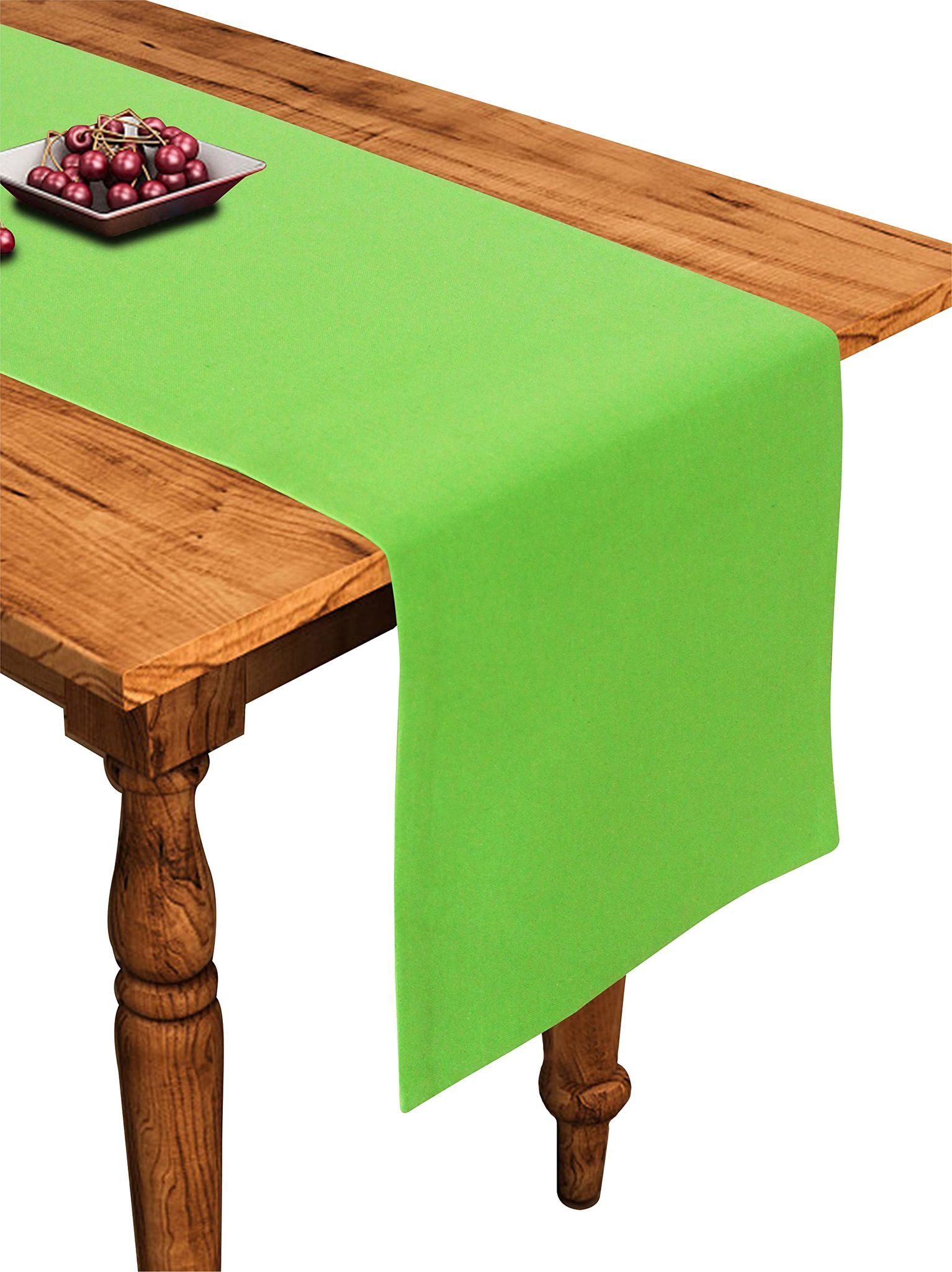 Airwill Cotton Apple Green Designed Solid Pattern Table Runner Length 152cm (Green, Pack of 1)