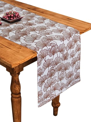 Airwill Cotton Single Leaf Brown Floral Pattern Table Runner Length 152cm (Brown, Pack of 1)