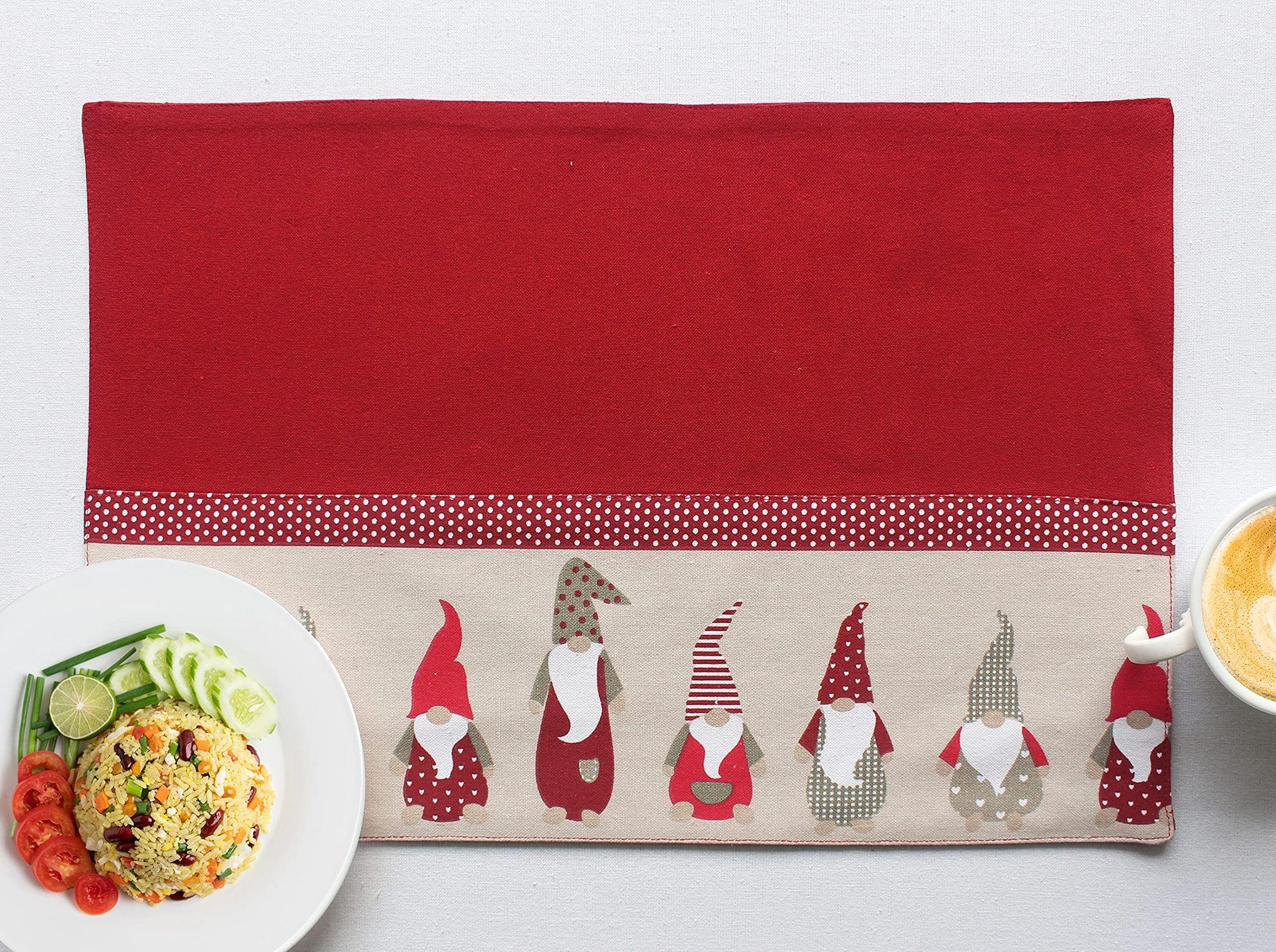 Airwill, Cotton Printed Pattern Dining Table Placemats, 33x48cms (Red) - Pack of 4 pcs
