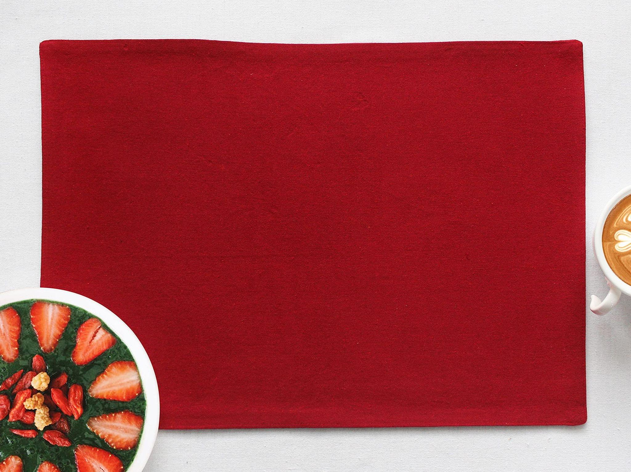 Airwill, Cotton Plain Pattern Dining Table Placemats, 33x48cms (Red) - Pack of 4 pcs