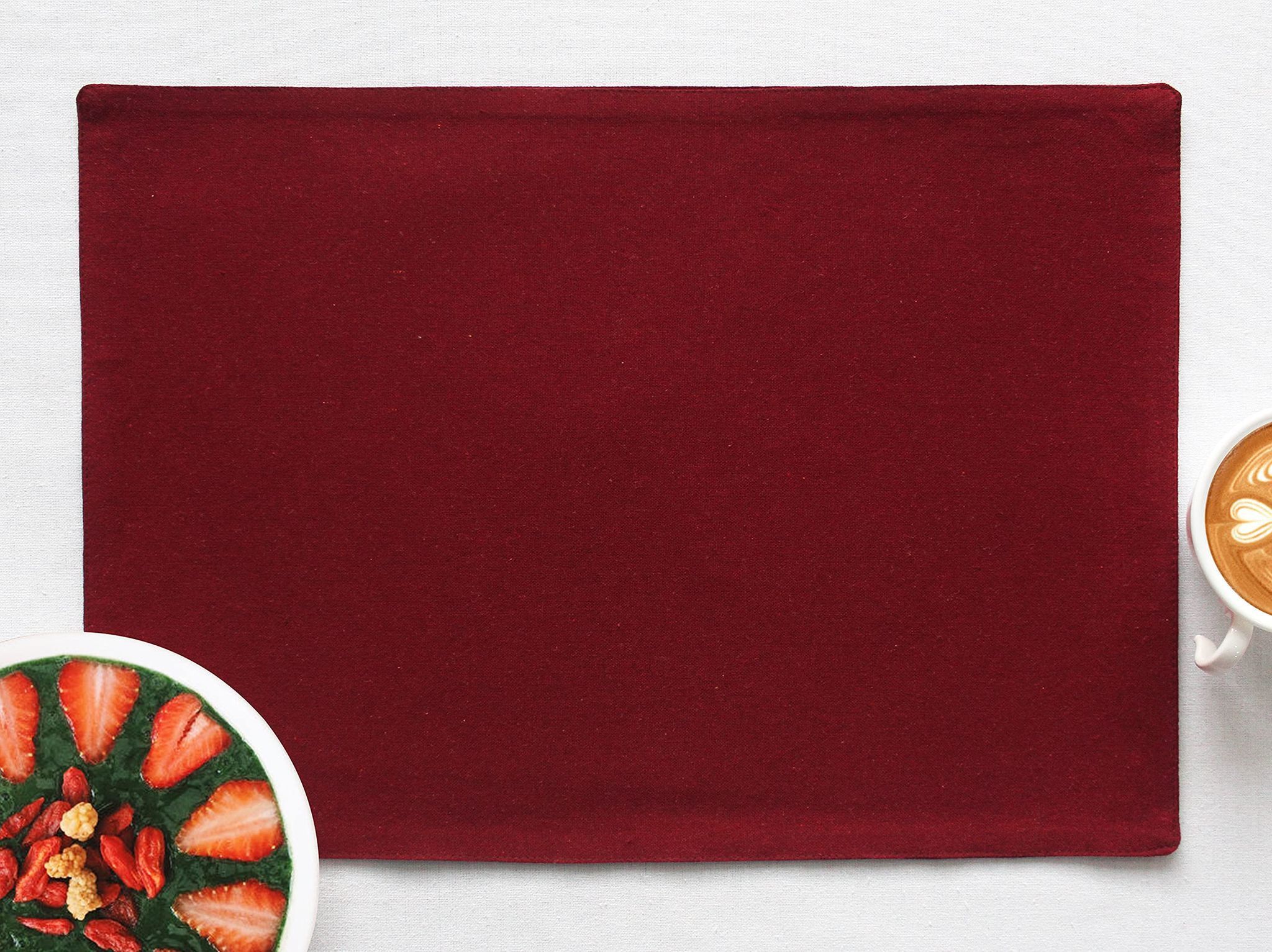 Airwill, Cotton Plain Pattern Dining Table Placemats, 33x48cms (Maroon) - Pack of 4 pcs
