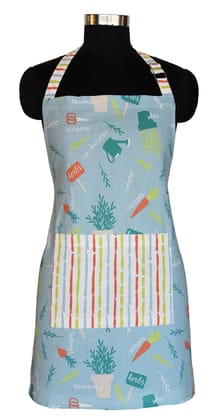 AIRWILL, 100% cotton designer aprons, sized 65cm in width and 80cm in length with 1 center pocket, adjustable buckle on top and 2 long ties on both 2 sides. Pack of 1 piece.