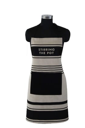 AIRWILL, 100% cotton designer aprons, sized 65cm in width and 80cm in length with 1 center pocket, adjustable buckle on top and 2 long ties on both 2 sides. Pack of 1 piece.