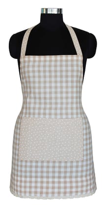 AIRWILL, 100% cotton designer aprons, sized 65cm in width and 80cm in length with 1 center pocket, adjustable buckle on top and 2 long ties on both 2 sides. Pack of 1 piece.