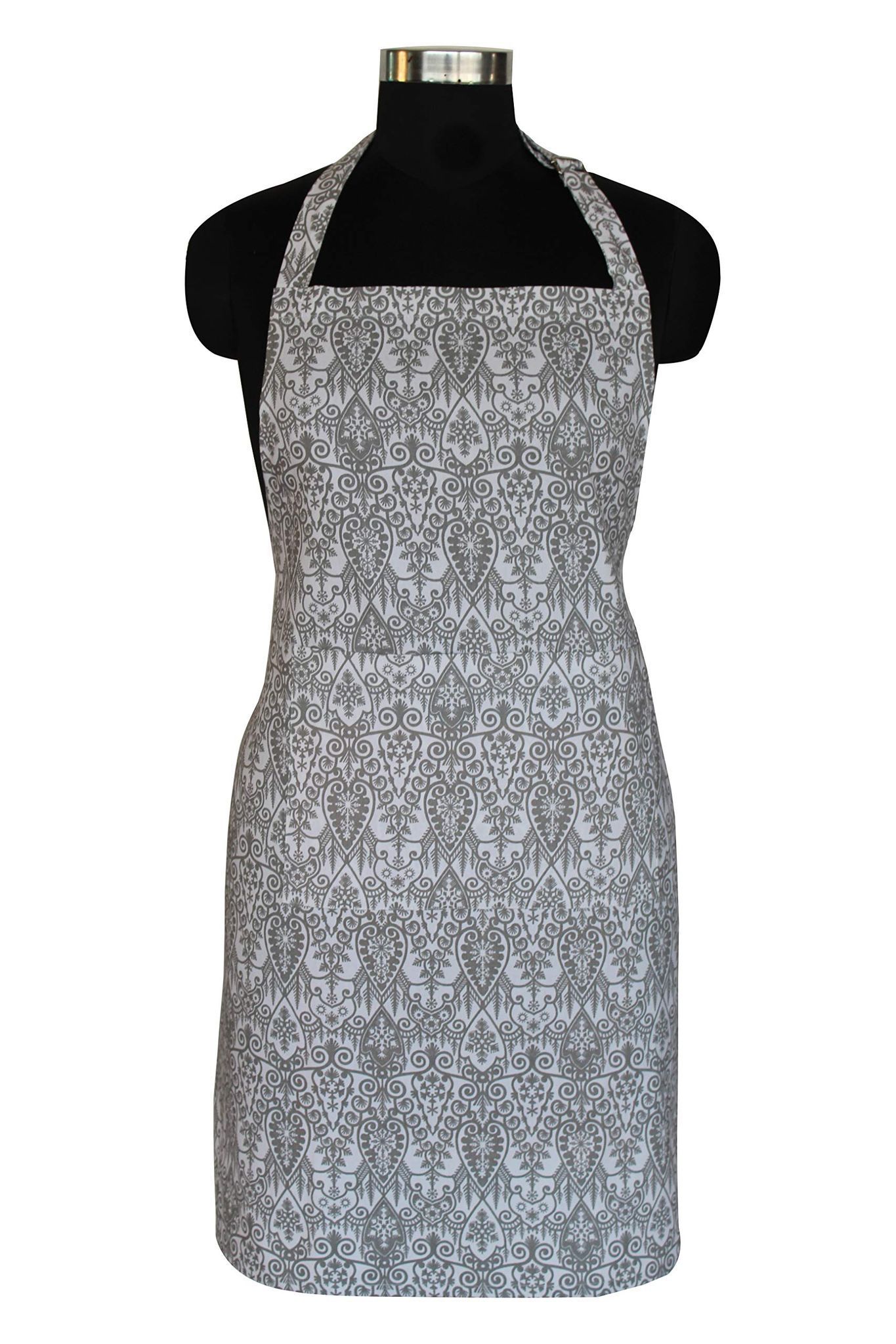 AIRWILL, 100% cotton designer aprons, sized 65cm in width and 80cm in length with 1 center pocket, adjustable buckle on top and 2 long ties on both 2 sides. Pack of 1 piece.