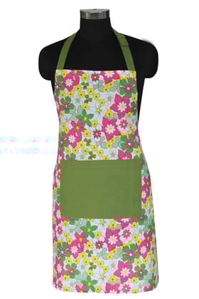 AIRWILL, 100% cotton designer aprons, sized 65cm in width and 80cm in length with 1 center pocket, adjustable buckle on top and 2 long ties on both 2 sides. Pack of 1 piece.