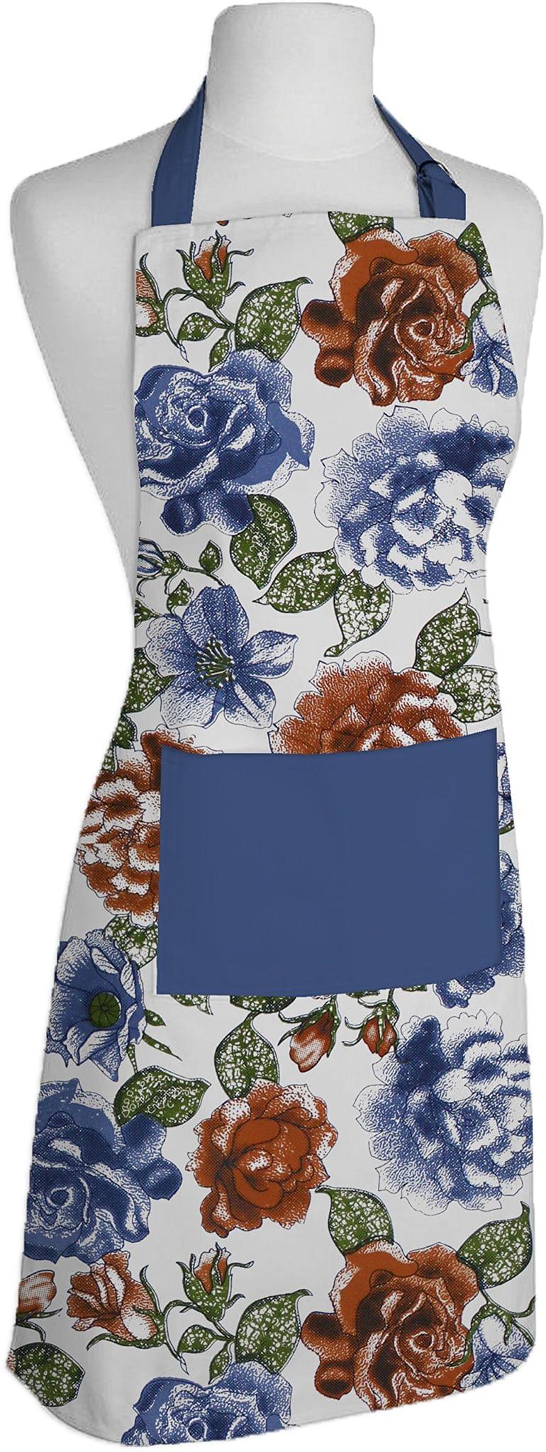 Airwill, 100% Cotton Oven Designer Printed Aprons, Sized 65cm in Width & 80cm in Length with 1 Center Pocket, Adjustable Buckle on Top and 2 Long Ties on Both 2 Sides. Pack of 1 Piece