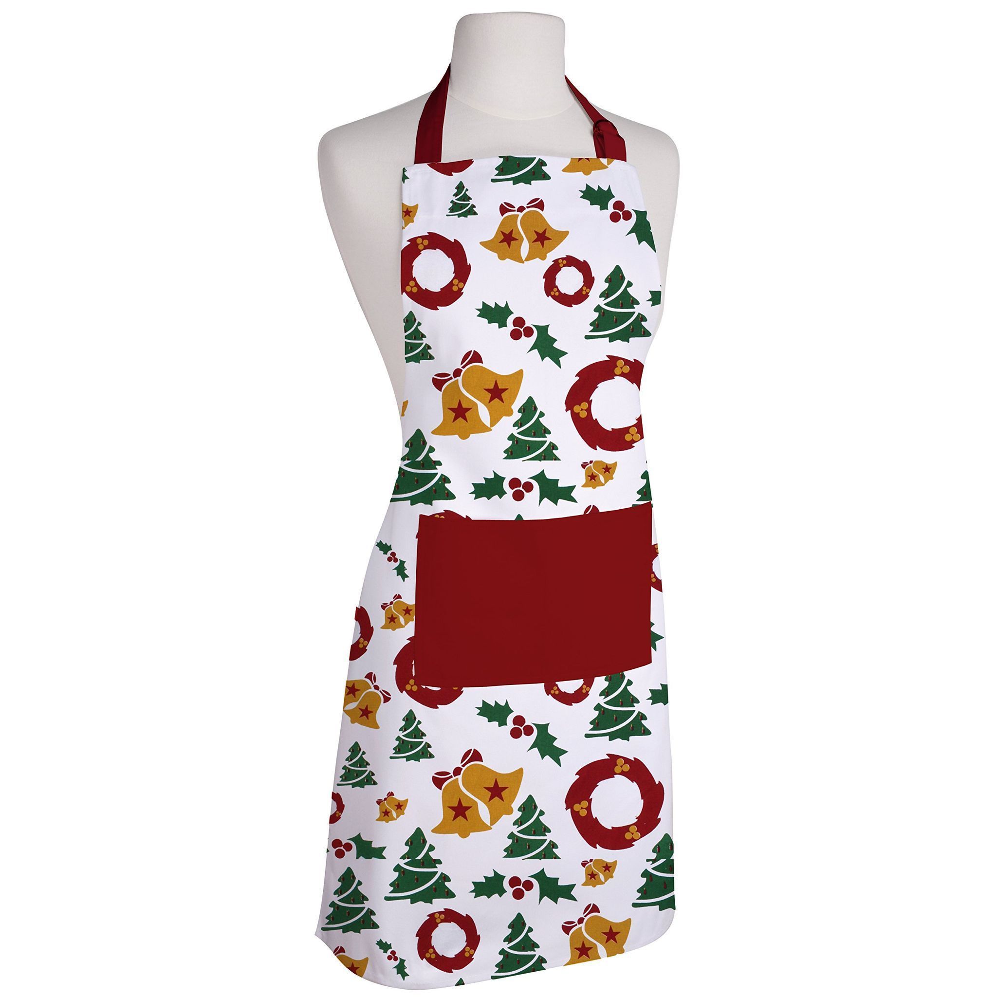 AIRWILL 100% Cotton Designer Printed Aprons with 1 Center Pocket, Adjustable Buckle on Top and 2 Long Ties on Both 2 Sides - Pack of 1