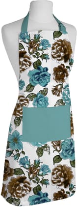 AIRWILL, 100% Cotton Oven Designer Printed Aprons, Sized 65cm in Width & 80cm in Length with 1 Center Pocket, Adjustable Buckle on Top and 2 Long Ties on Both 2 Sides. Pack of 1 pieces